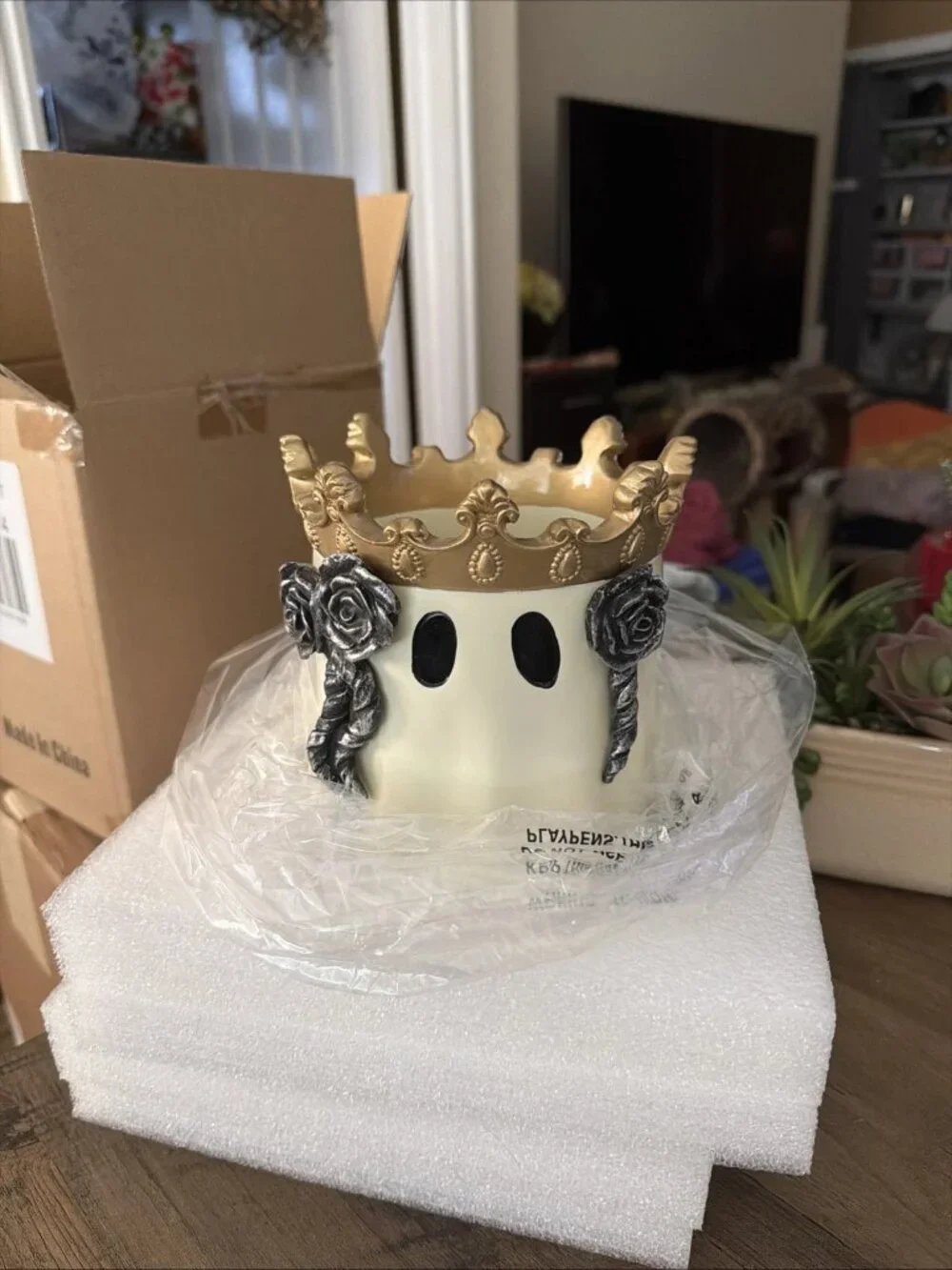 Yankee Candle Halloween Royal Ghost Resin Large Jar Candle Holder - NIB